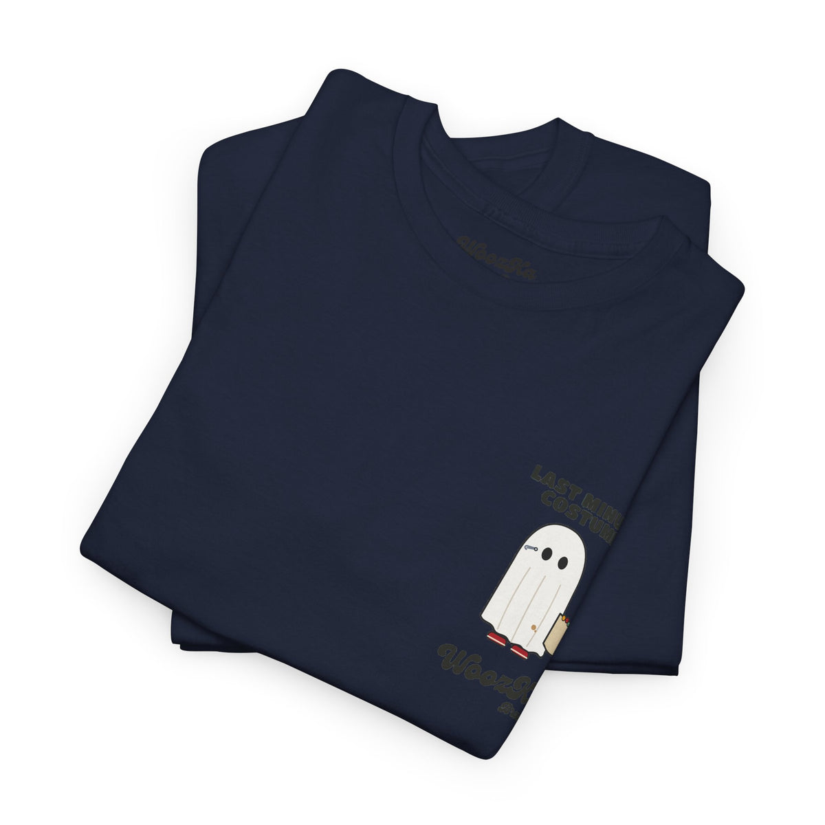 WoozKa Brands Lazy Halloween Costume T-Shirt, Funny Ghost Sheet Back Print