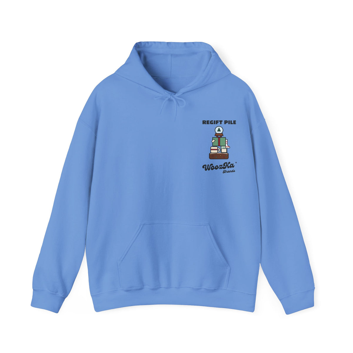 WoozKa Brands Funny Christmas Hoodie, Regift Office Party Wide Back Print
