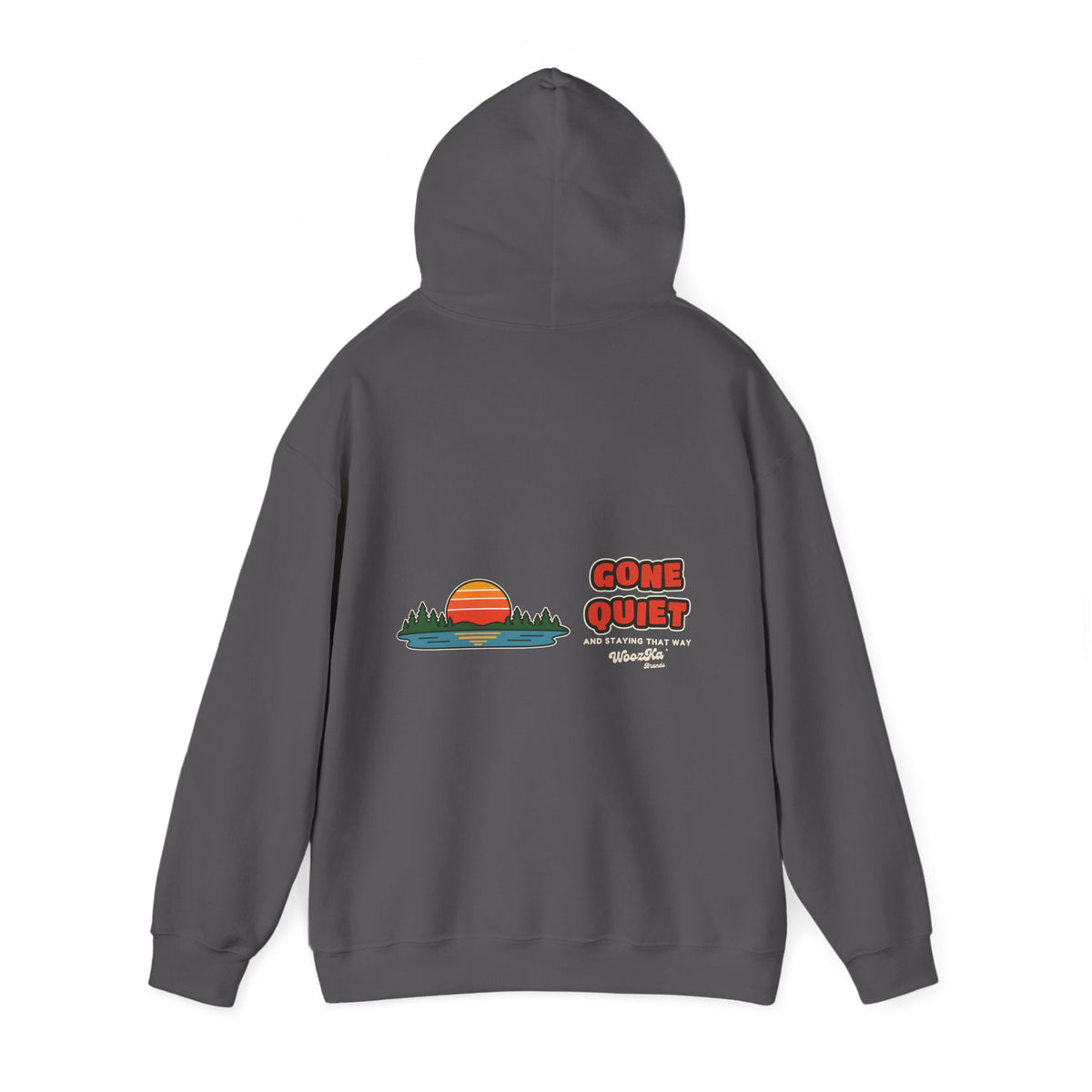 WoozKa Brands Retro Sunset Lake Hoodie, Nature Outdoors Wide Back Print