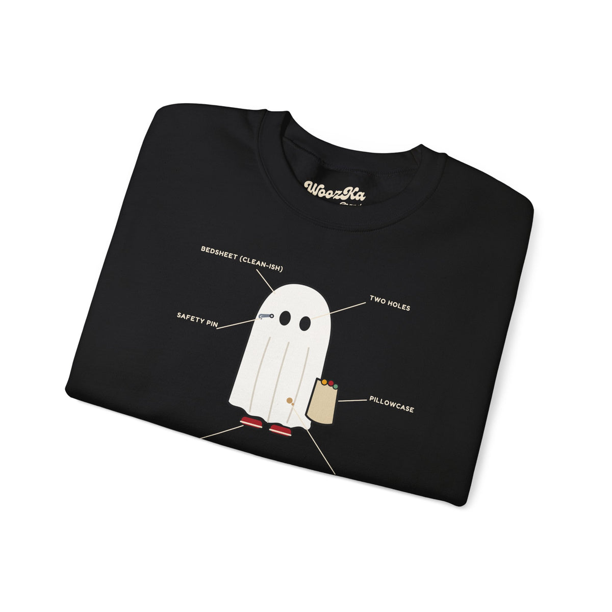 WoozKa Brands Lazy Halloween Costume Sweatshirt, Funny Ghost Front Print