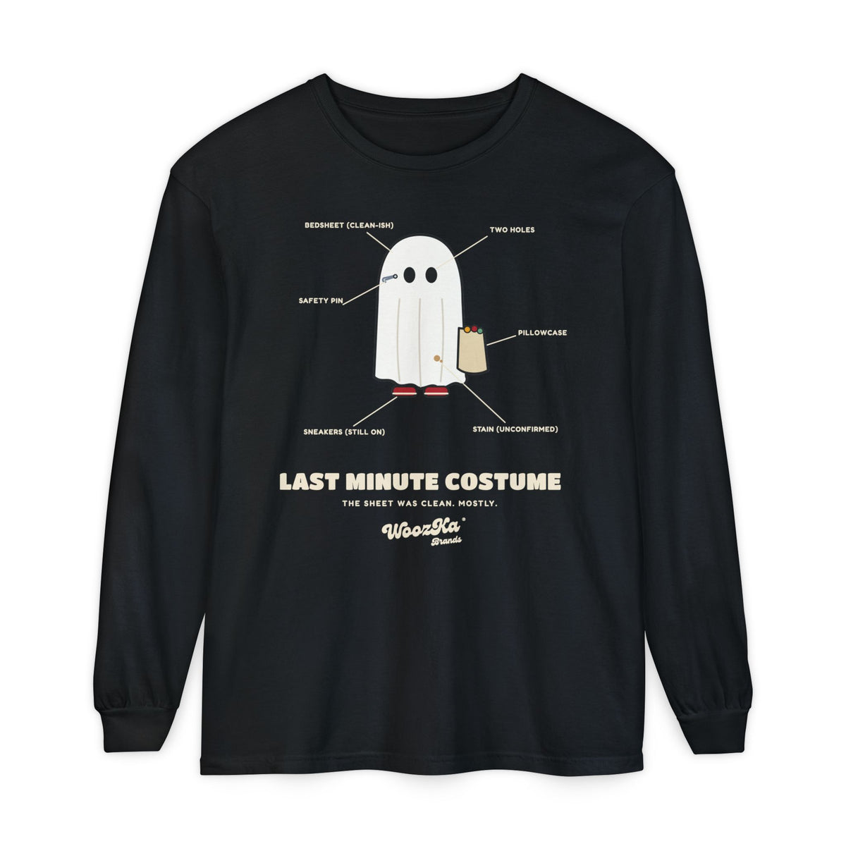 WoozKa Brands Lazy Halloween Costume Long Sleeve Tee, Front Print
