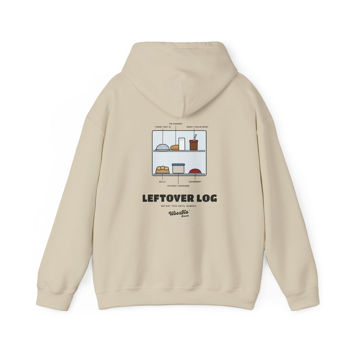 WoozKa Brands Funny Thanksgiving Leftovers Hoodie, Turkey Pie Back Print