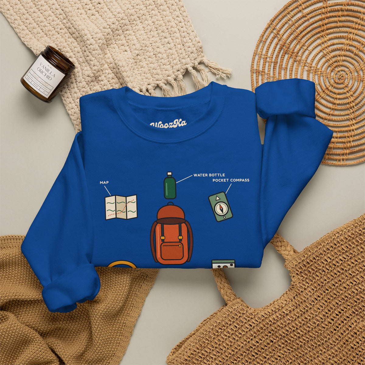 WoozKa Brands Hiking Sweatshirt, Backpacking Gear List Front Print