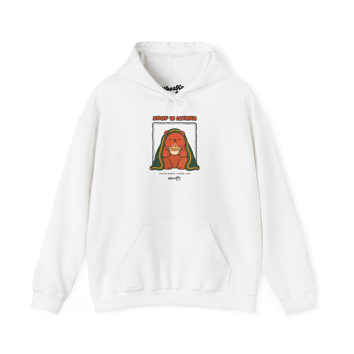 WoozKa Brands Soup Weather Bear Hoodie, Front Graphic