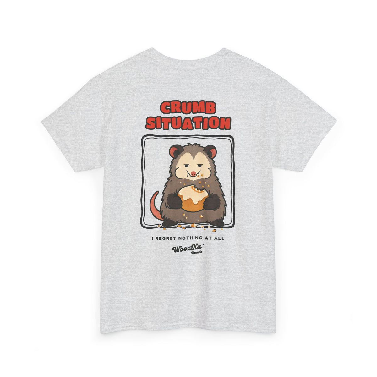 WoozKa Brands Crumb Situation Opossum Heavy Cotton T-Shirt, Two-Sided