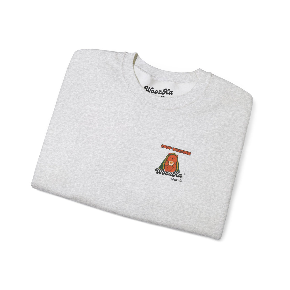 WoozKa Brands Soup Weather Bear Crewneck Sweatshirt, Front and Back Graphic
