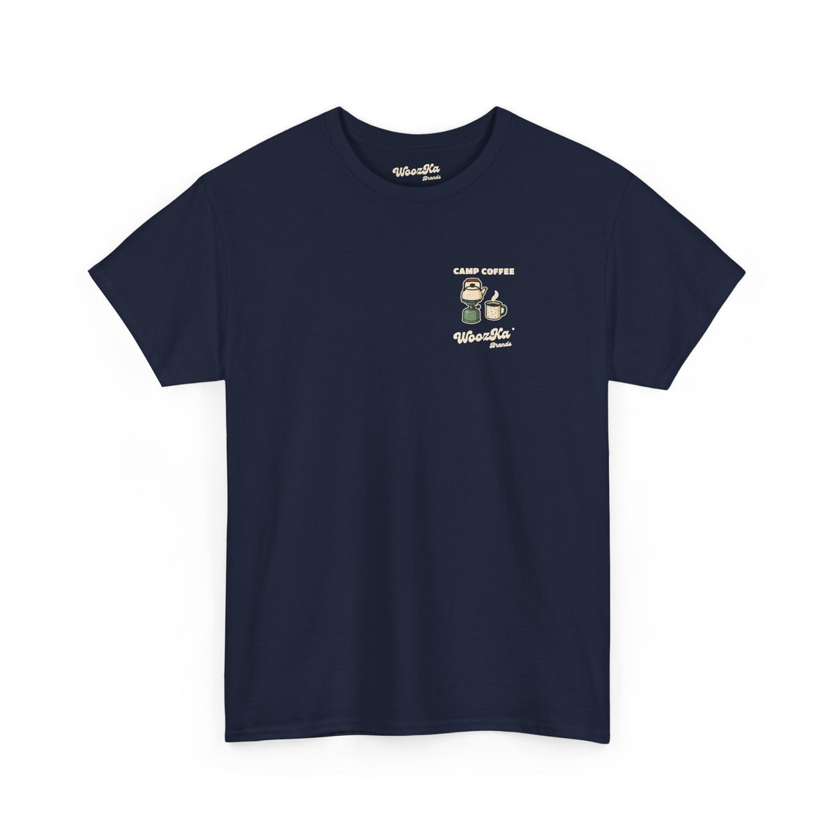 WoozKa Brands Camp Coffee Camping Heavy Cotton T-Shirt, Two-Sided Graphic