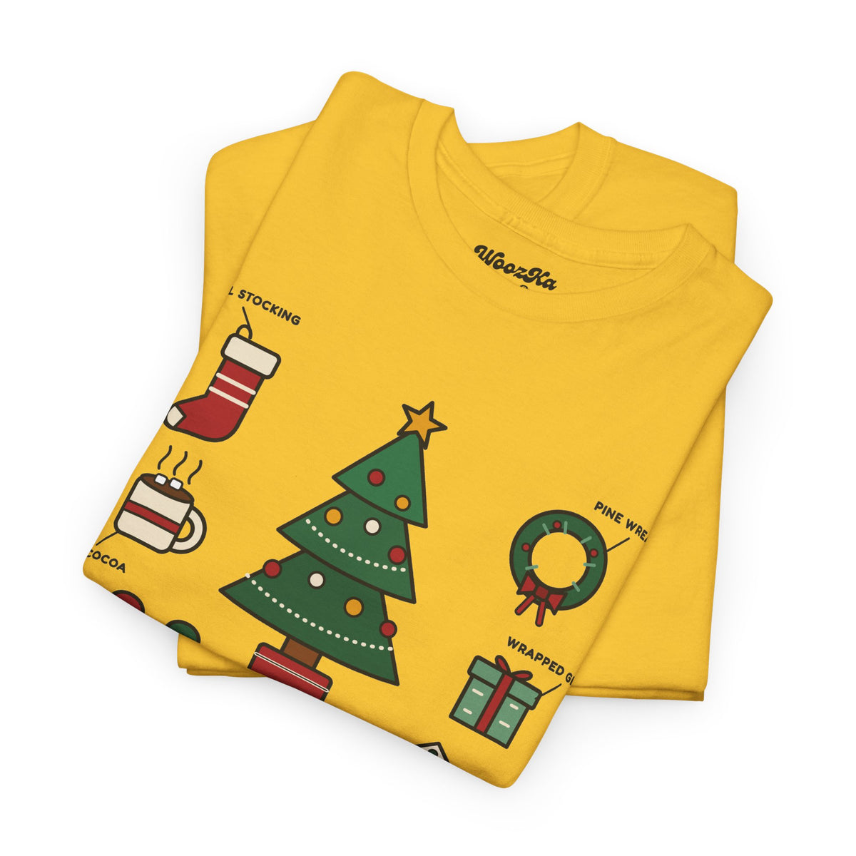 WoozKa Brands Cute Christmas Tree T-Shirt, Holiday List Front Print