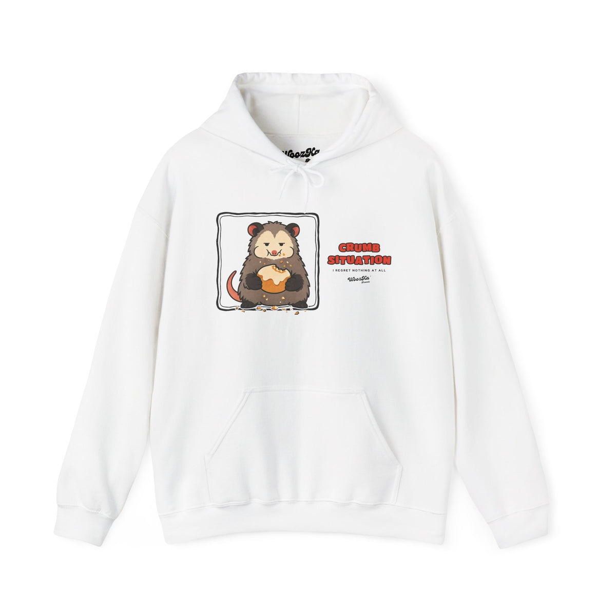 WoozKa Brands Crumb Situation Opossum Hoodie, Wide Front Graphic