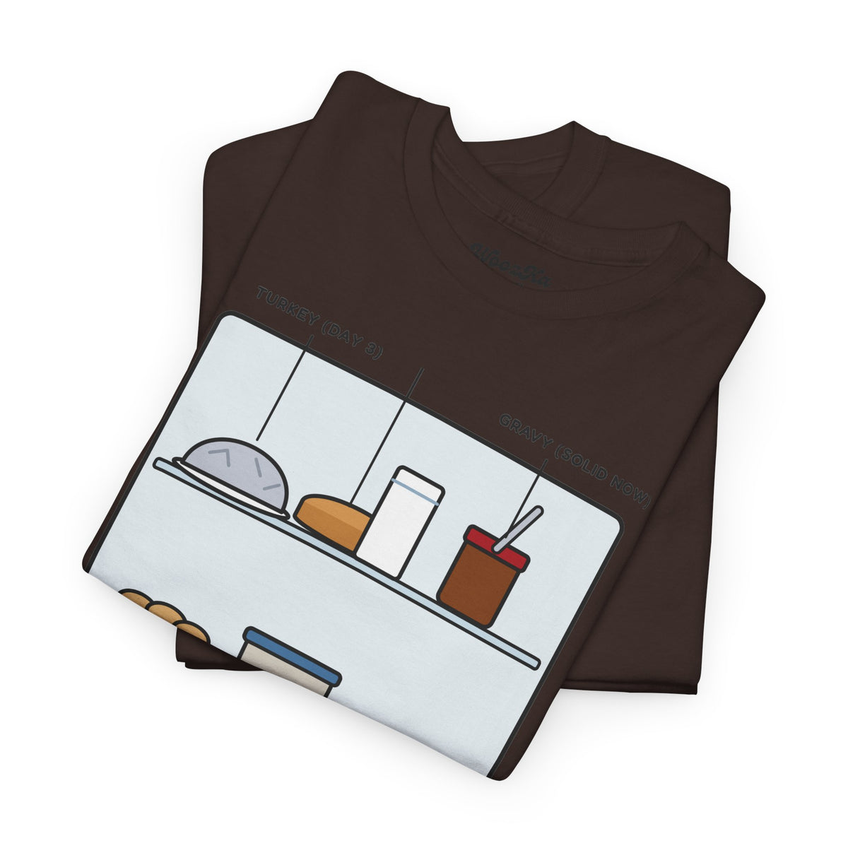 WoozKa Brands Funny Thanksgiving Leftovers T-Shirt, Turkey Pie Front Print