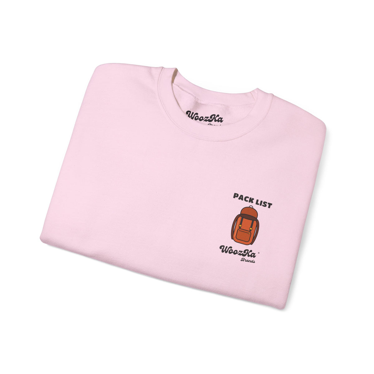 WoozKa Brands Hiking Sweatshirt, Backpacking Gear List Back Print