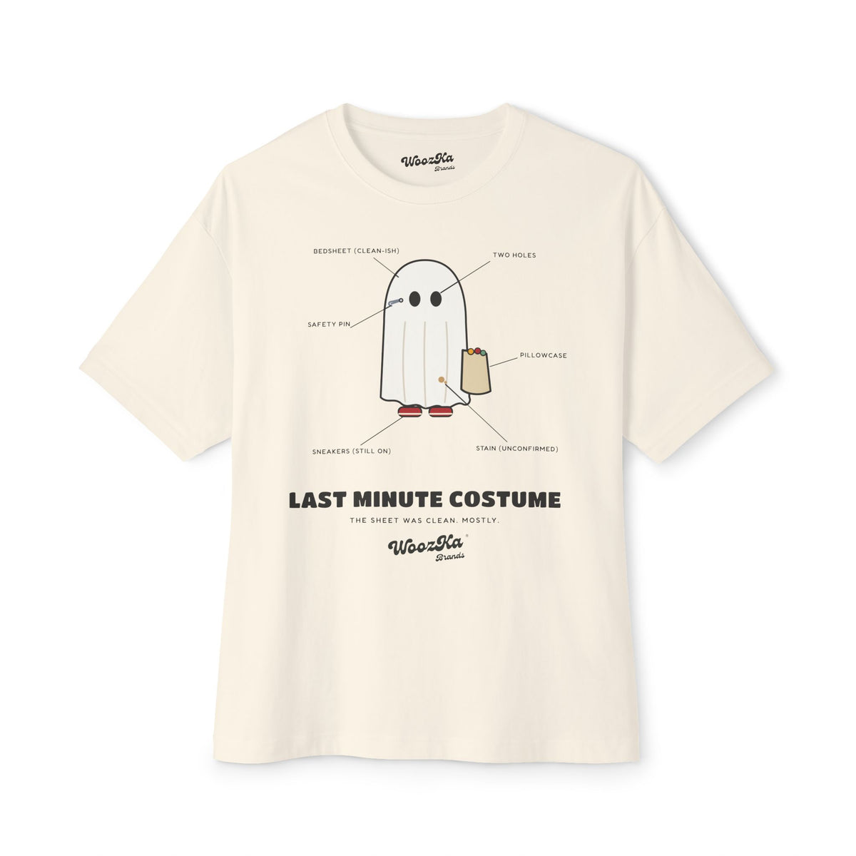 WoozKa Brands Lazy Halloween Costume Oversized Tee, Funny Ghost Front Print