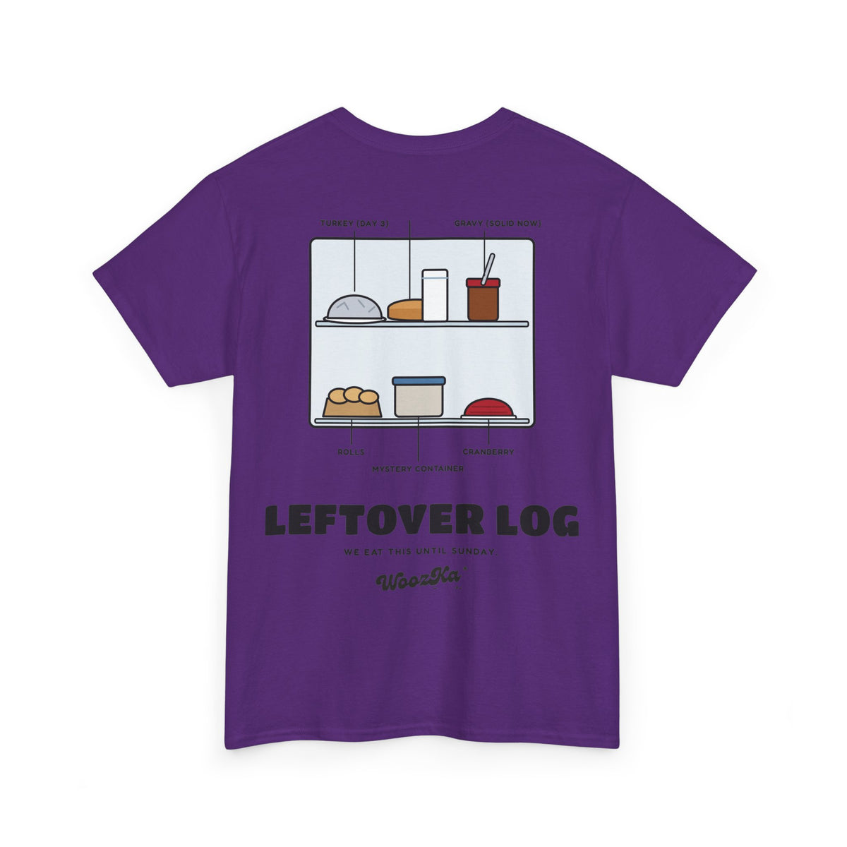 WoozKa Brands Funny Thanksgiving Leftovers T-Shirt, Turkey Pie Back Print
