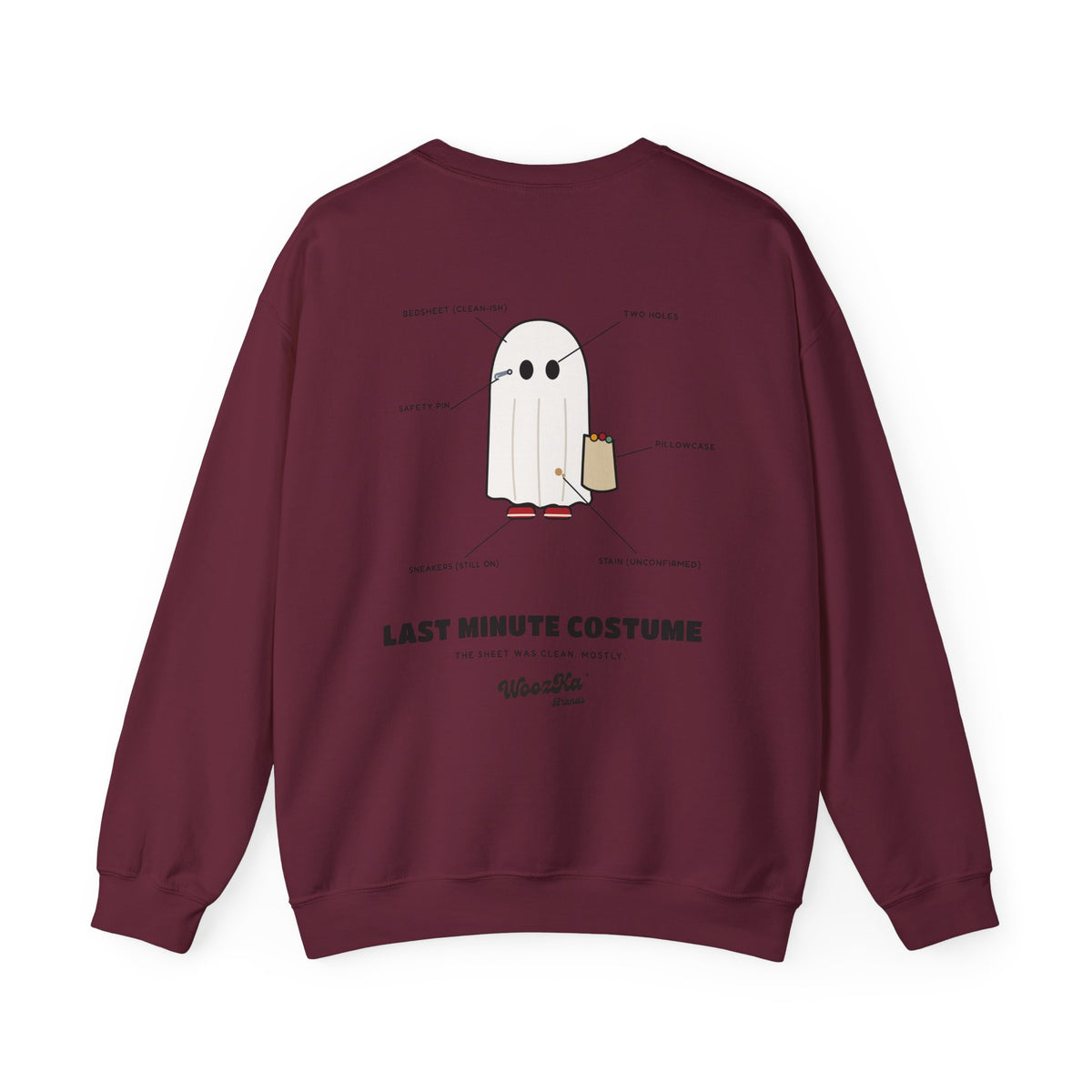WoozKa Brands Lazy Halloween Costume Sweatshirt, Funny Ghost Back Print