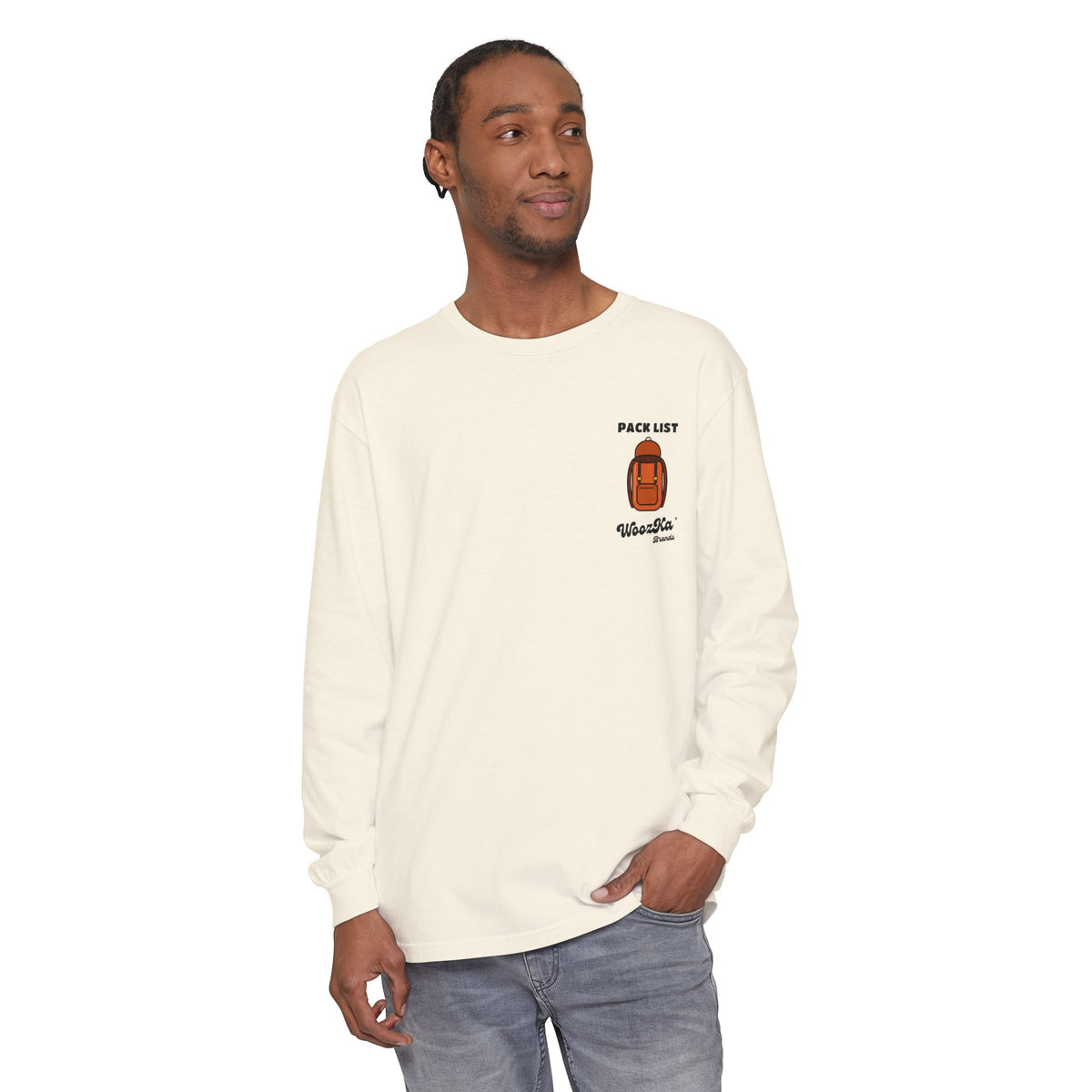 WoozKa Brands Hiking Long Sleeve Tee, Backpacking Gear List Back Print