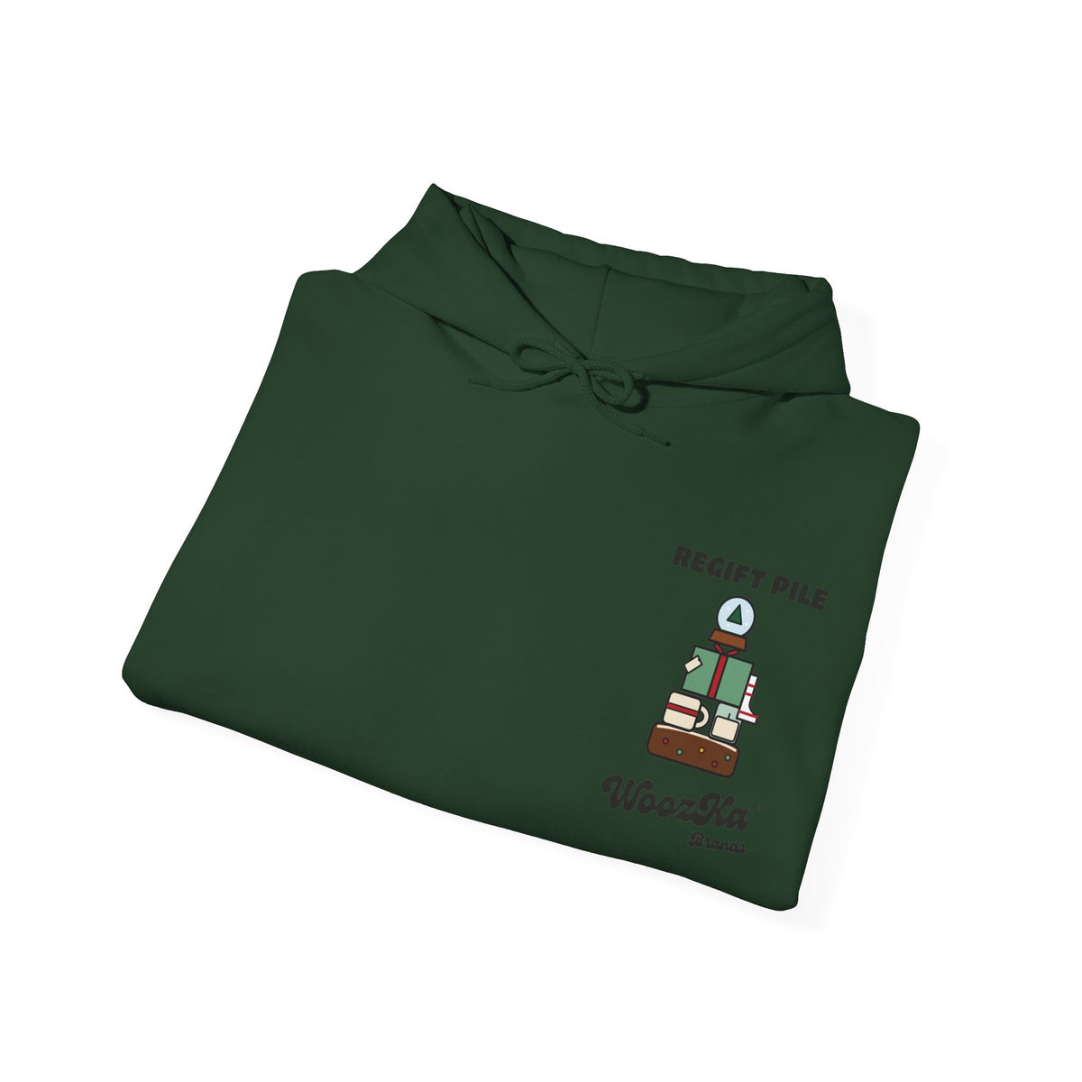 WoozKa Brands Funny Christmas Hoodie, Regift Office Party Wide Back Print