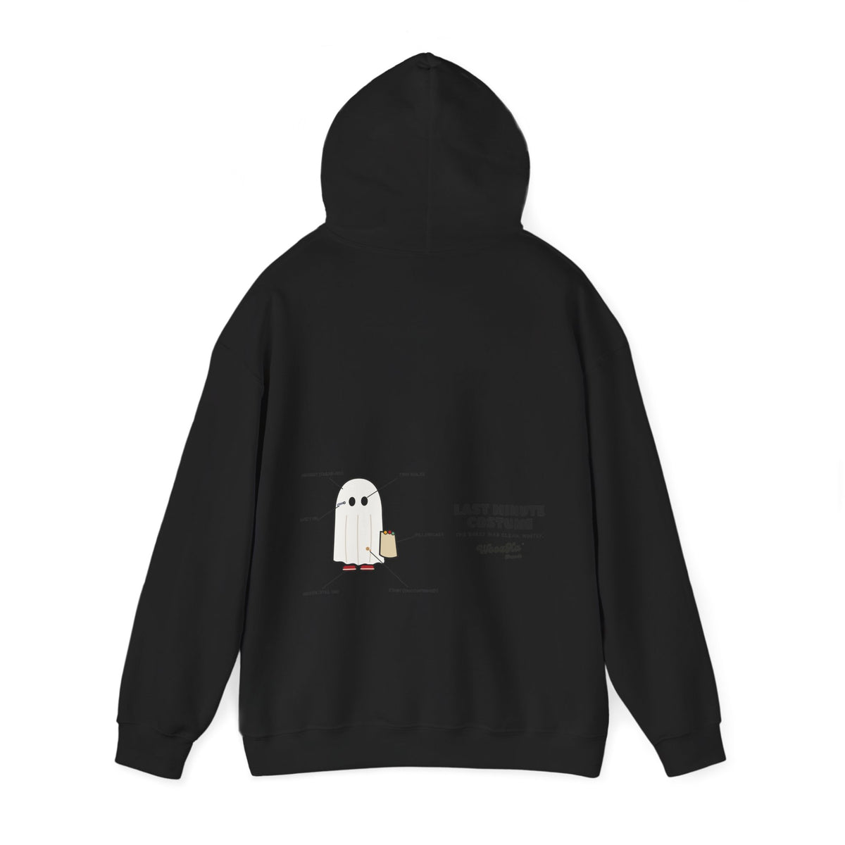 WoozKa Brands Lazy Halloween Costume Hoodie, Funny Ghost Wide Back Print