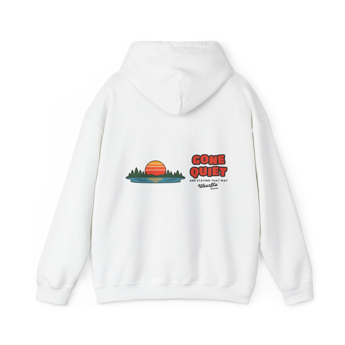 WoozKa Brands Retro Sunset Lake Hoodie, Nature Outdoors Wide Back Print