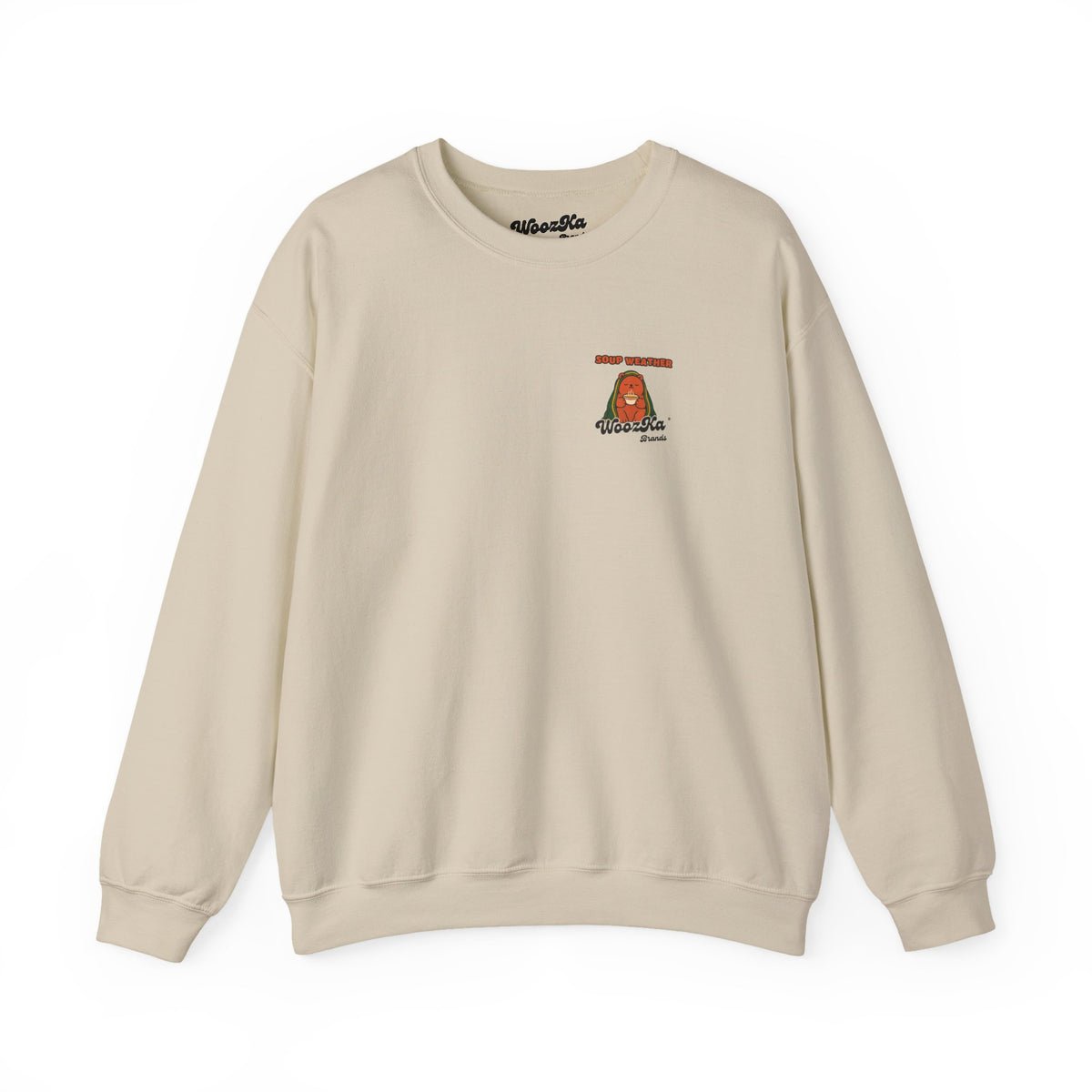 WoozKa Brands Soup Weather Bear Crewneck Sweatshirt, Front and Back Graphic