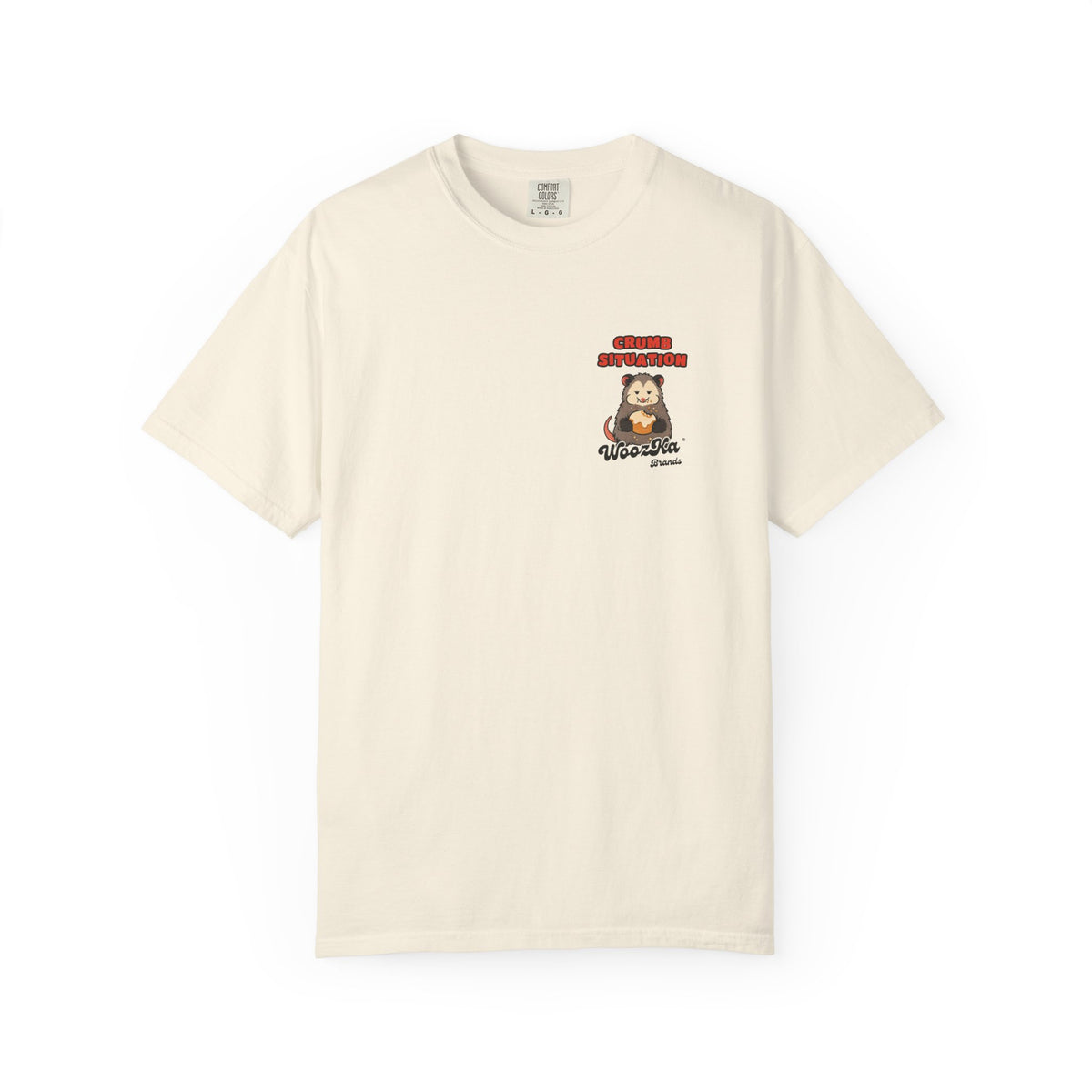 WoozKa Brands Crumb Situation Opossum Garment-Dyed T-Shirt, Two-Sided