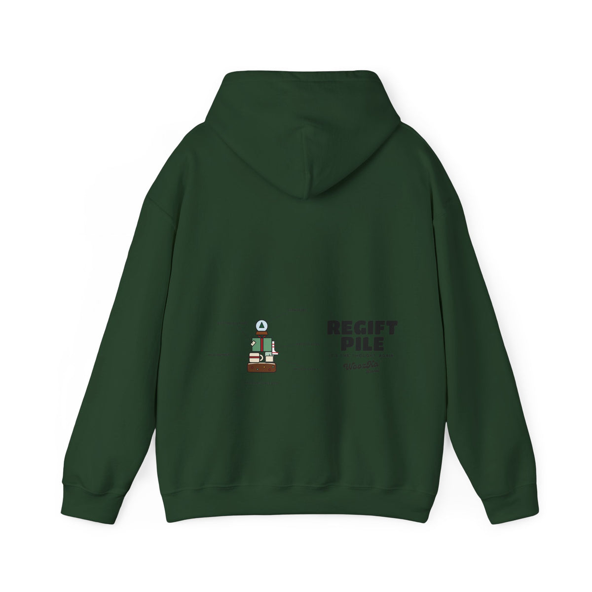 WoozKa Brands Funny Christmas Hoodie, Regift Office Party Wide Back Print