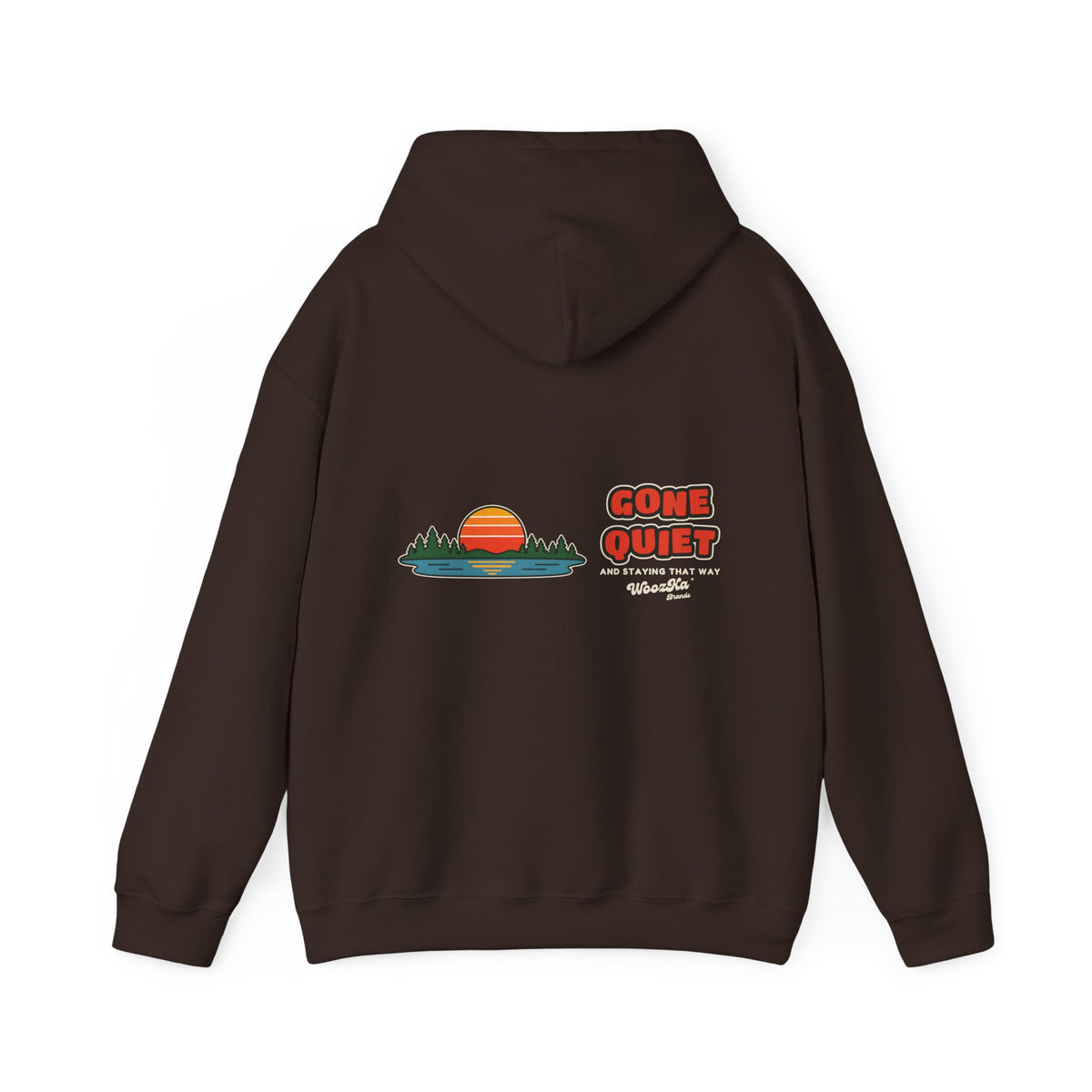 WoozKa Brands Retro Sunset Lake Hoodie, Nature Outdoors Wide Back Print