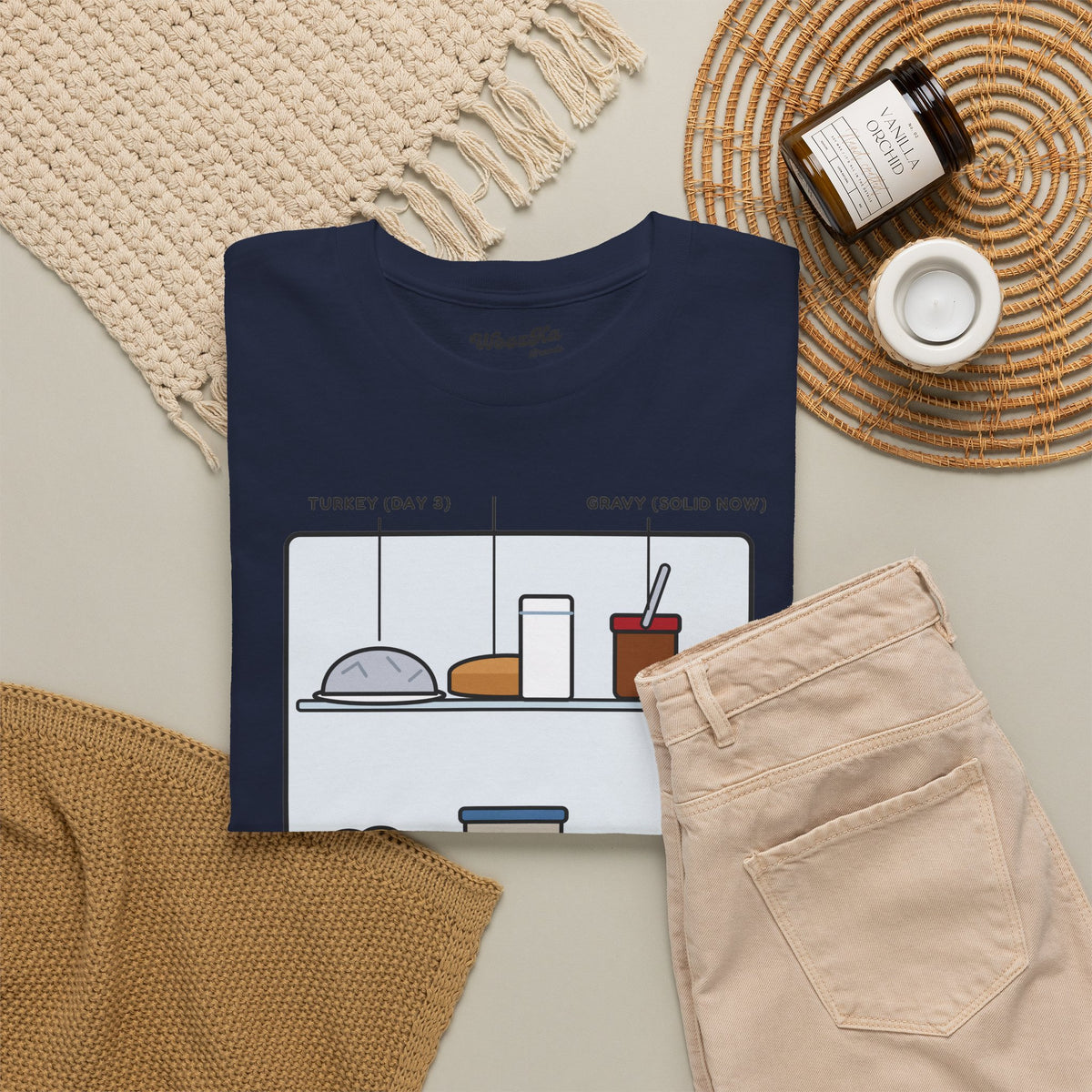 WoozKa Brands Funny Thanksgiving Leftovers T-Shirt, Turkey Pie Front Print