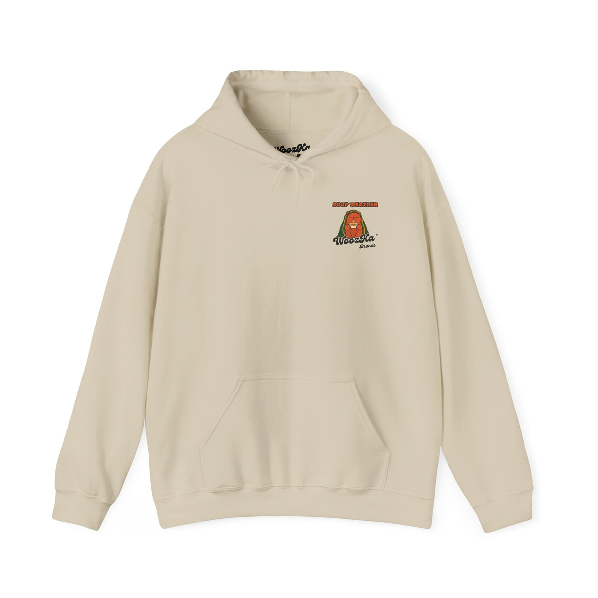 WoozKa Brands Cute Bear Fall Hoodie, Cozy Soup Lover Back Print