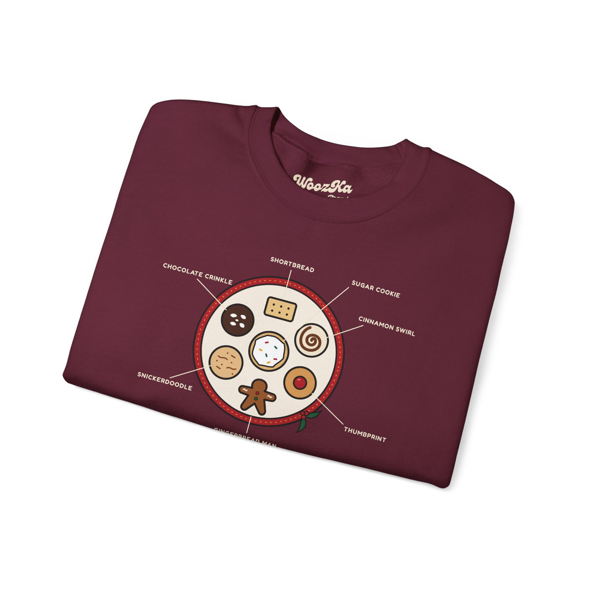 WoozKa Brands Christmas Cookie Sweatshirt, Holiday Baking Front Print