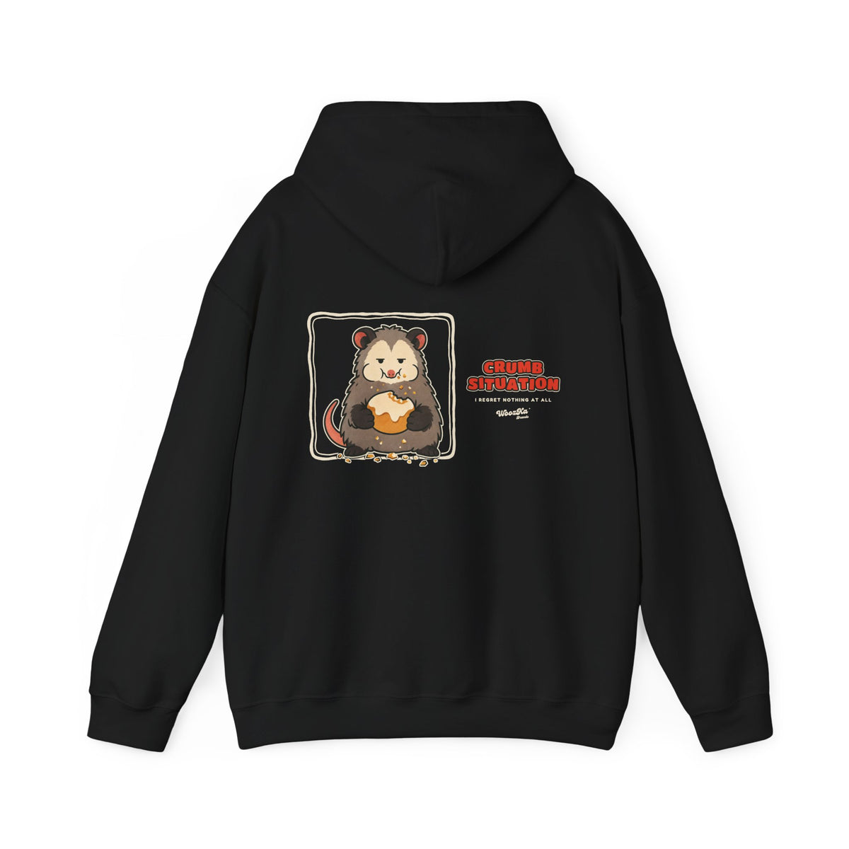 WoozKa Brands Crumb Situation Opossum Hoodie, Wide Back Graphic