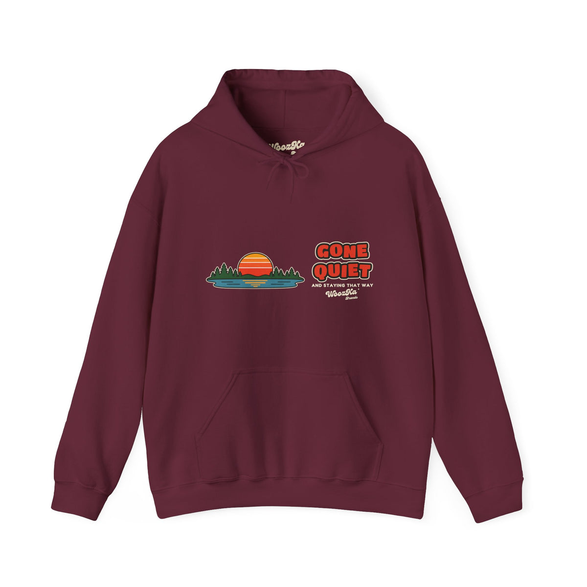 WoozKa Brands Retro Sunset Lake Hoodie, Nature Outdoors Wide Front Print