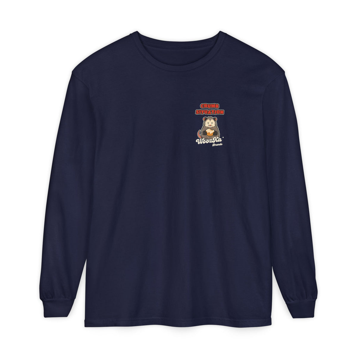 WoozKa Brands Crumb Situation Opossum Long Sleeve T-Shirt, Two-Sided