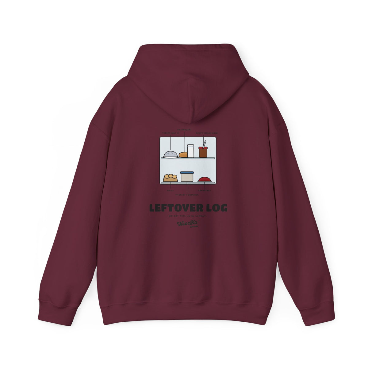 WoozKa Brands Funny Thanksgiving Leftovers Hoodie, Turkey Pie Back Print
