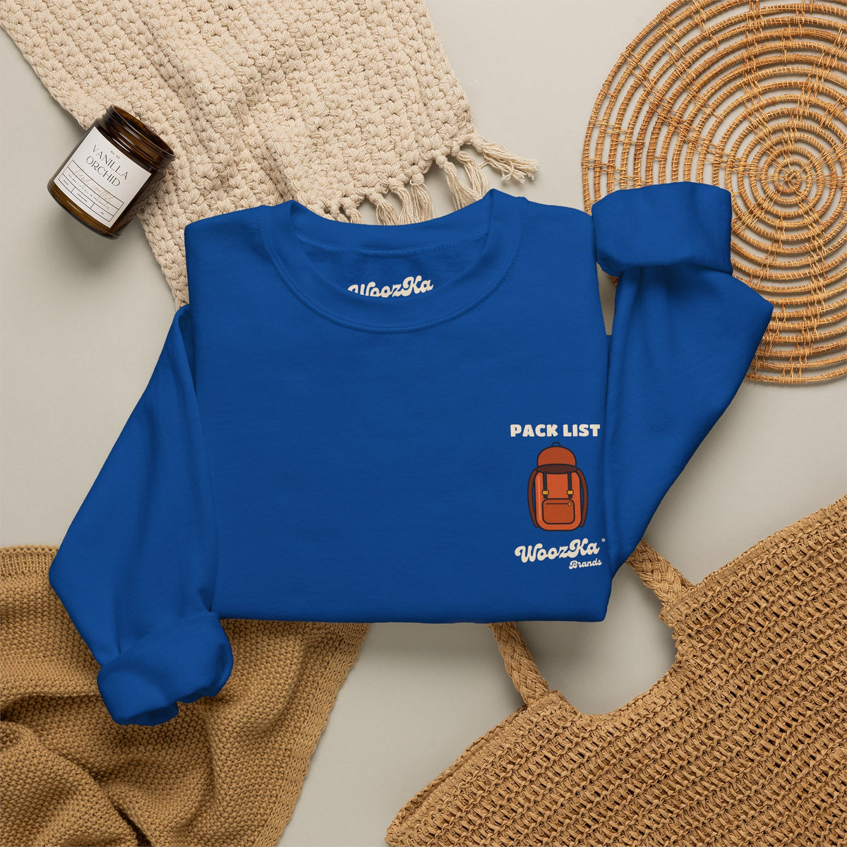 WoozKa Brands Hiking Sweatshirt, Backpacking Gear List Back Print