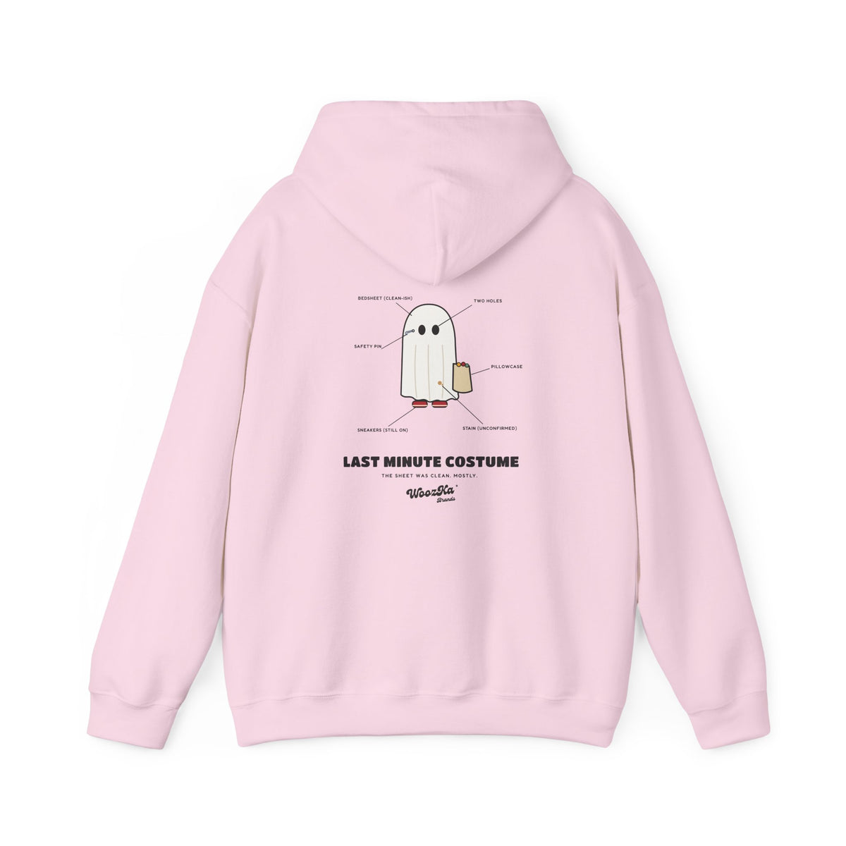 WoozKa Brands Lazy Halloween Costume Hoodie, Funny Ghost Sheet Back Print