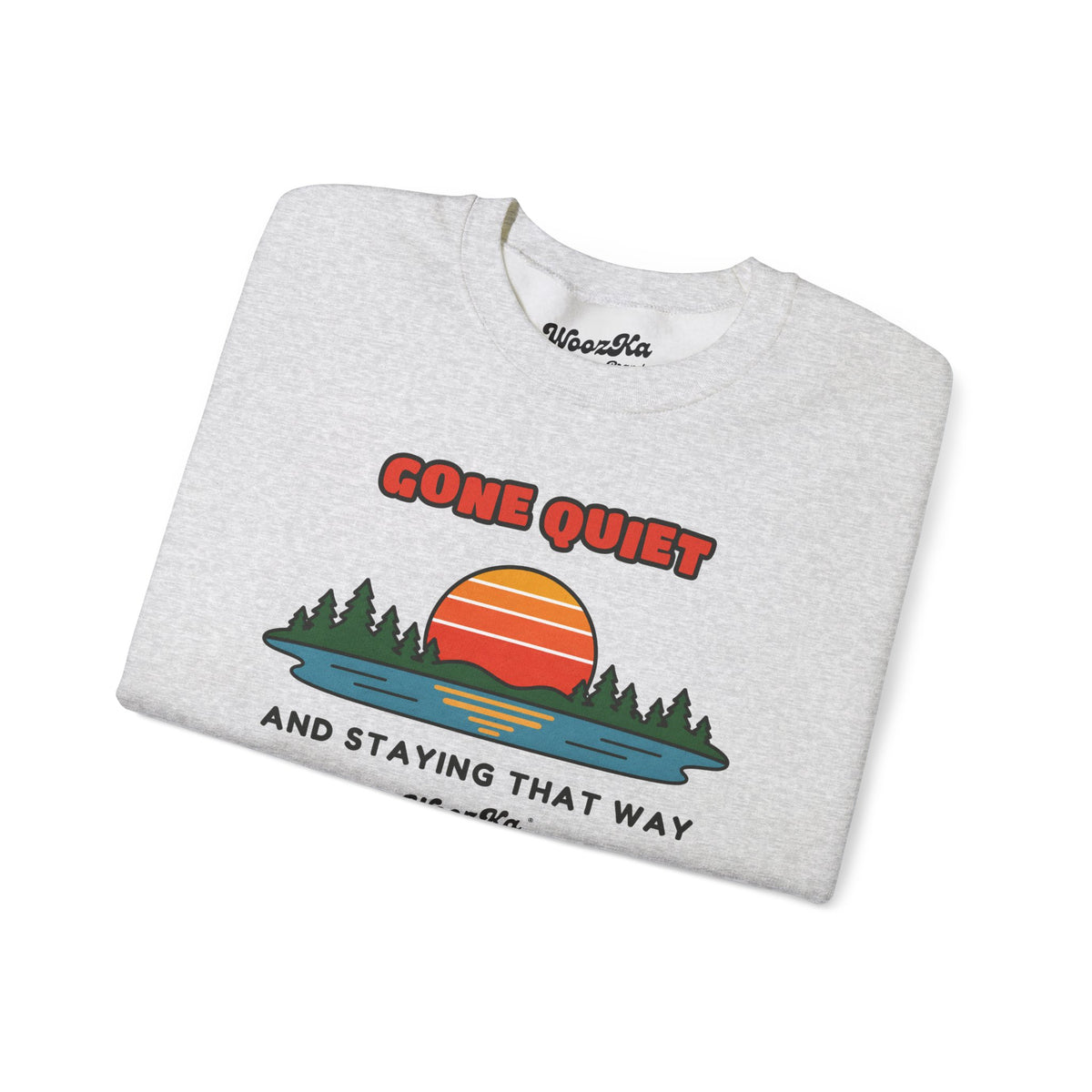 WoozKa Brands Retro Sunset Lake Sweatshirt, Nature Outdoors Front Print