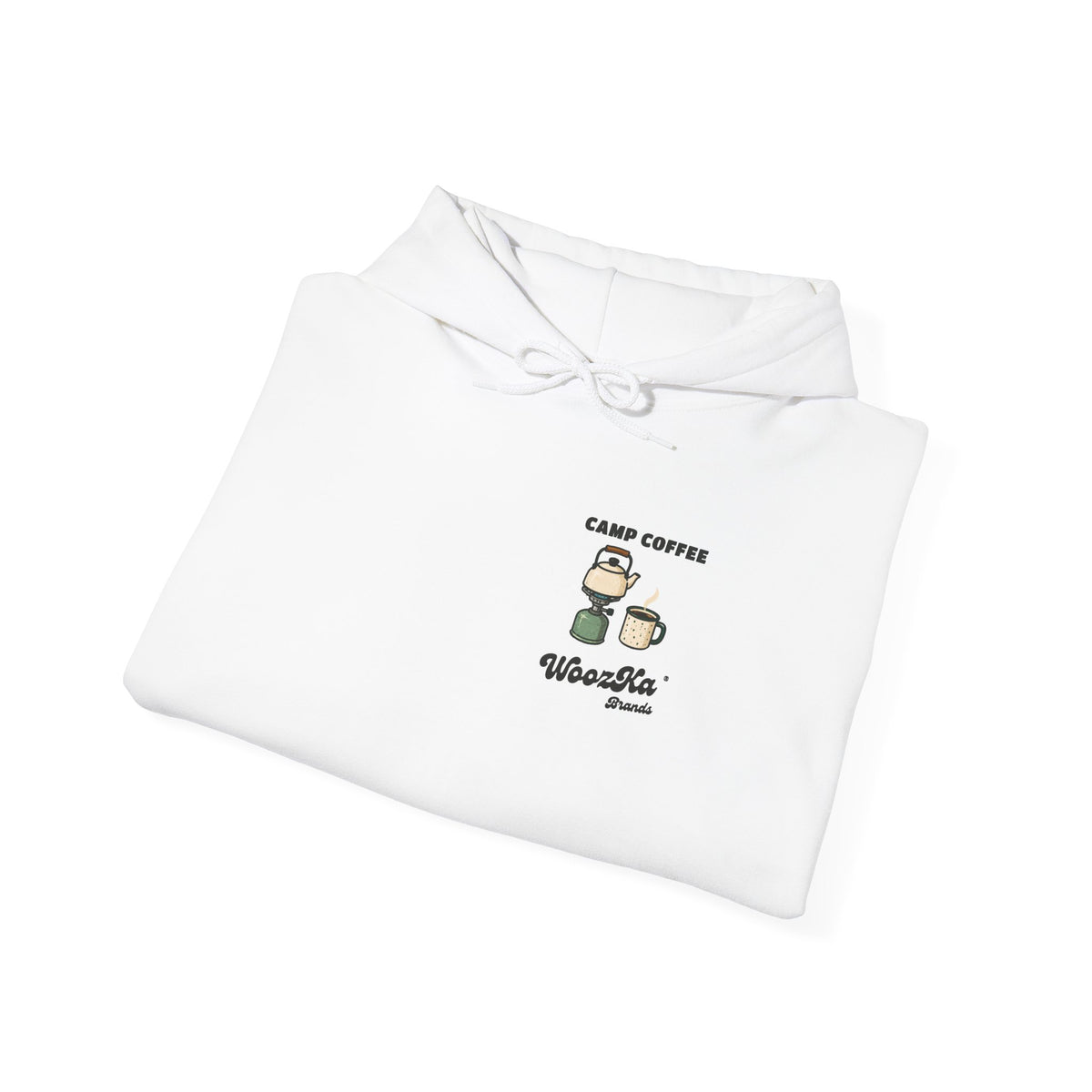 WoozKa Brands Camp Coffee Camping Hoodie, Wide Back Graphic