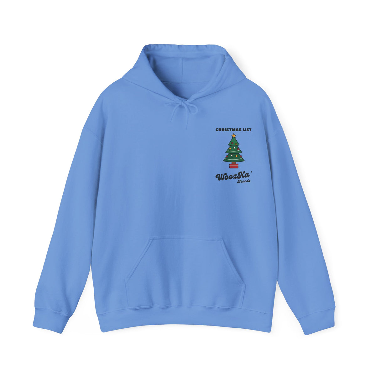 WoozKa Brands Cute Christmas Tree Hoodie, Holiday List Wide Back Print