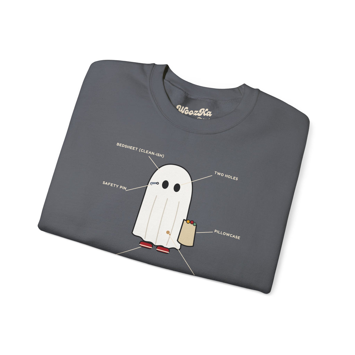 WoozKa Brands Lazy Halloween Costume Sweatshirt, Funny Ghost Front Print