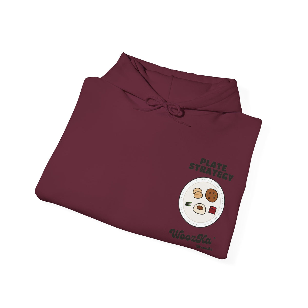 WoozKa Brands Funny Thanksgiving Hoodie, Turkey Dinner Plate Back Print