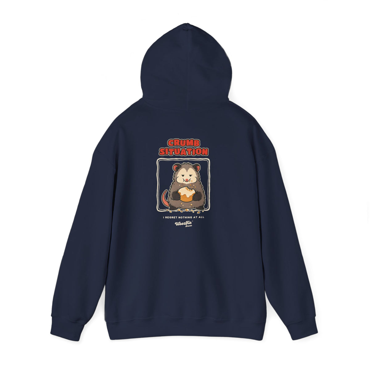 WoozKa Brands Crumb Situation Opossum Hoodie, Front and Back Graphic
