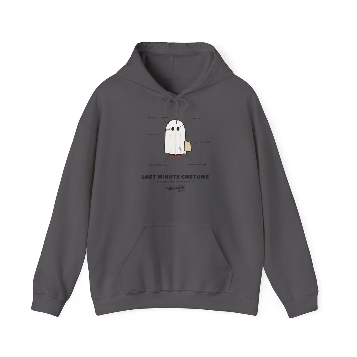 WoozKa Brands Lazy Halloween Costume Hoodie, Funny Ghost Sheet Front Print