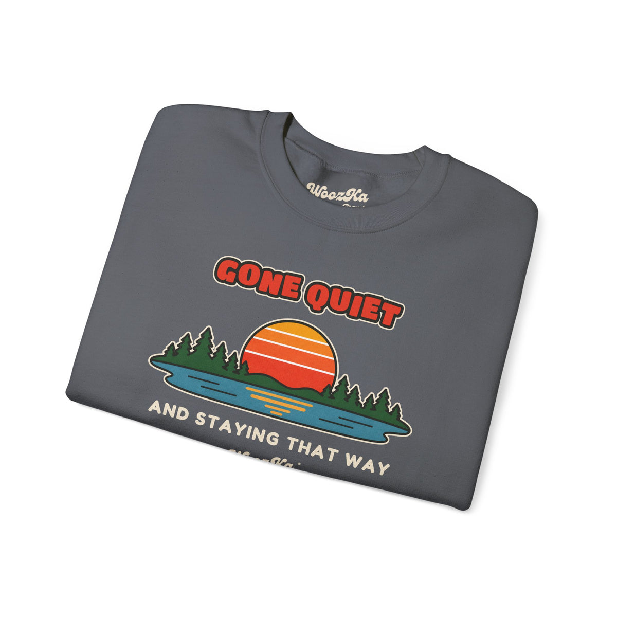 WoozKa Brands Retro Sunset Lake Sweatshirt, Nature Outdoors Front Print