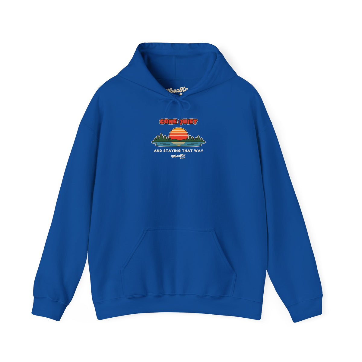 WoozKa Brands Retro Sunset Lake Hoodie, Nature Outdoors Pine Front Print