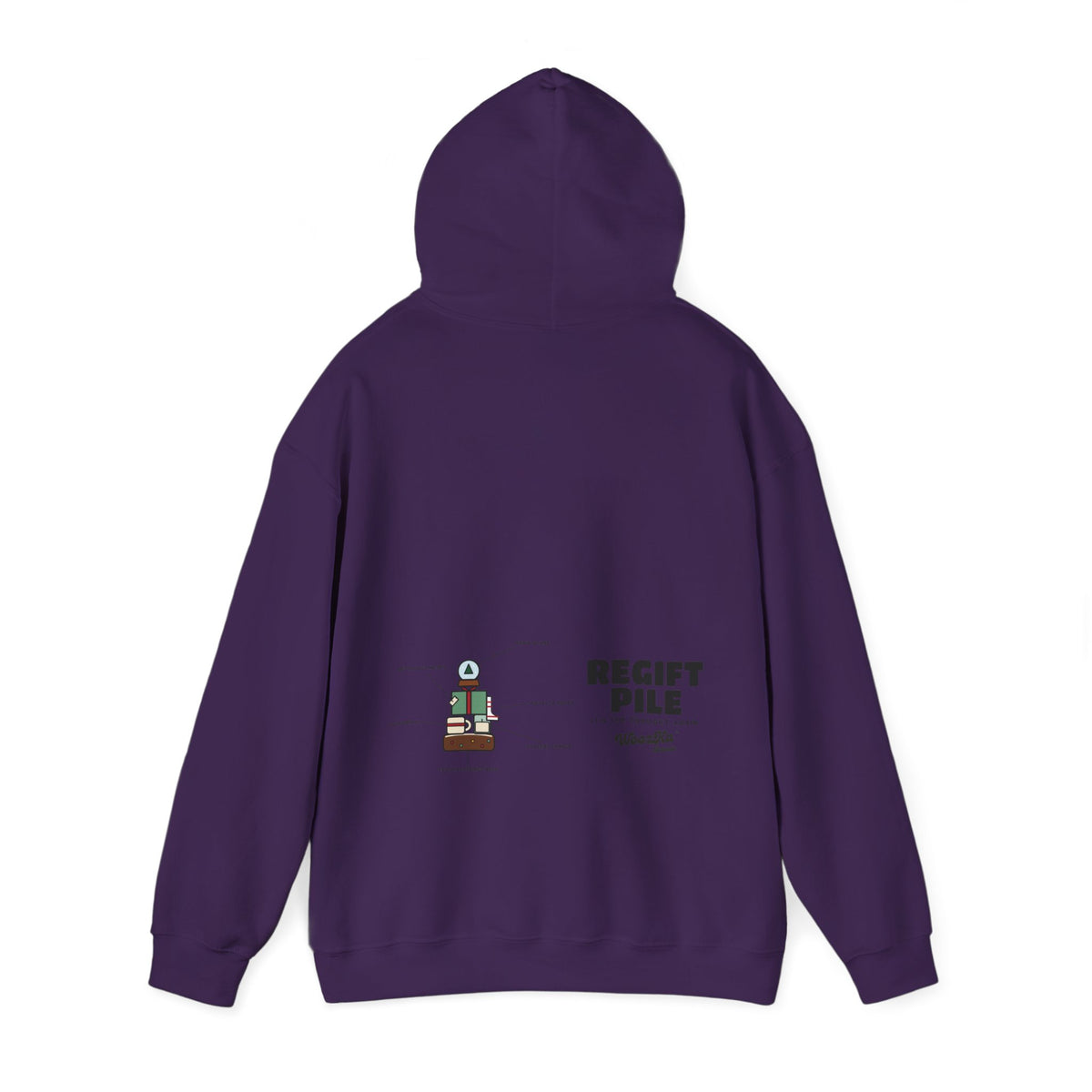 WoozKa Brands Funny Christmas Hoodie, Regift Office Party Wide Back Print
