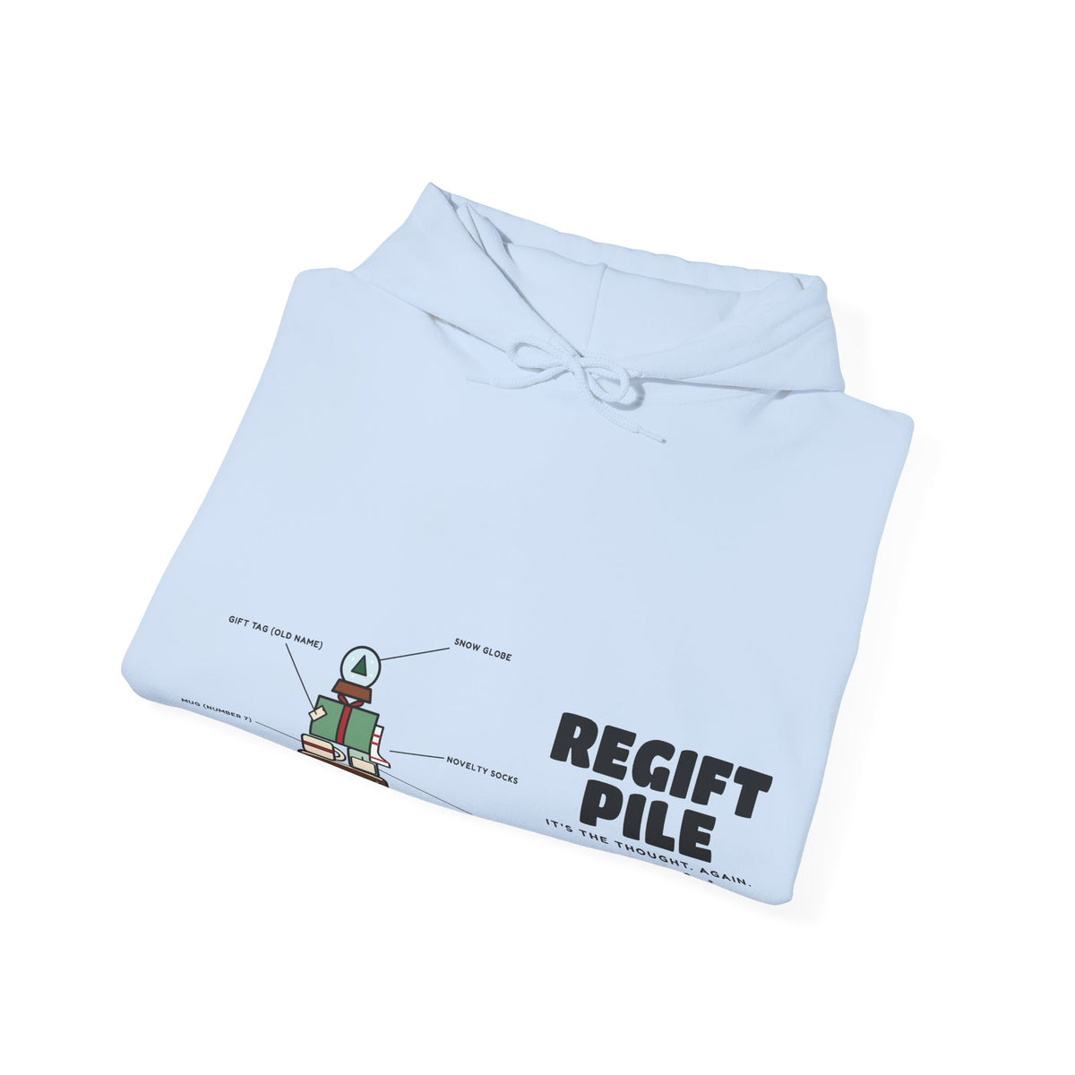 WoozKa Brands Funny Christmas Hoodie, Regift Office Party Wide Front Print