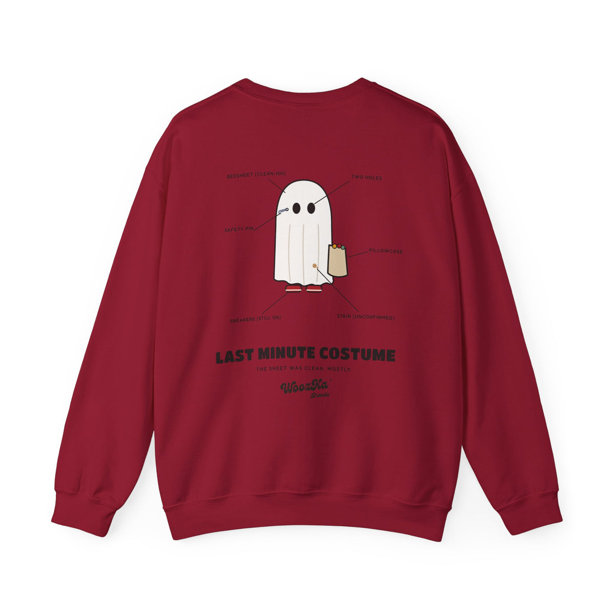 WoozKa Brands Lazy Halloween Costume Sweatshirt, Funny Ghost Back Print