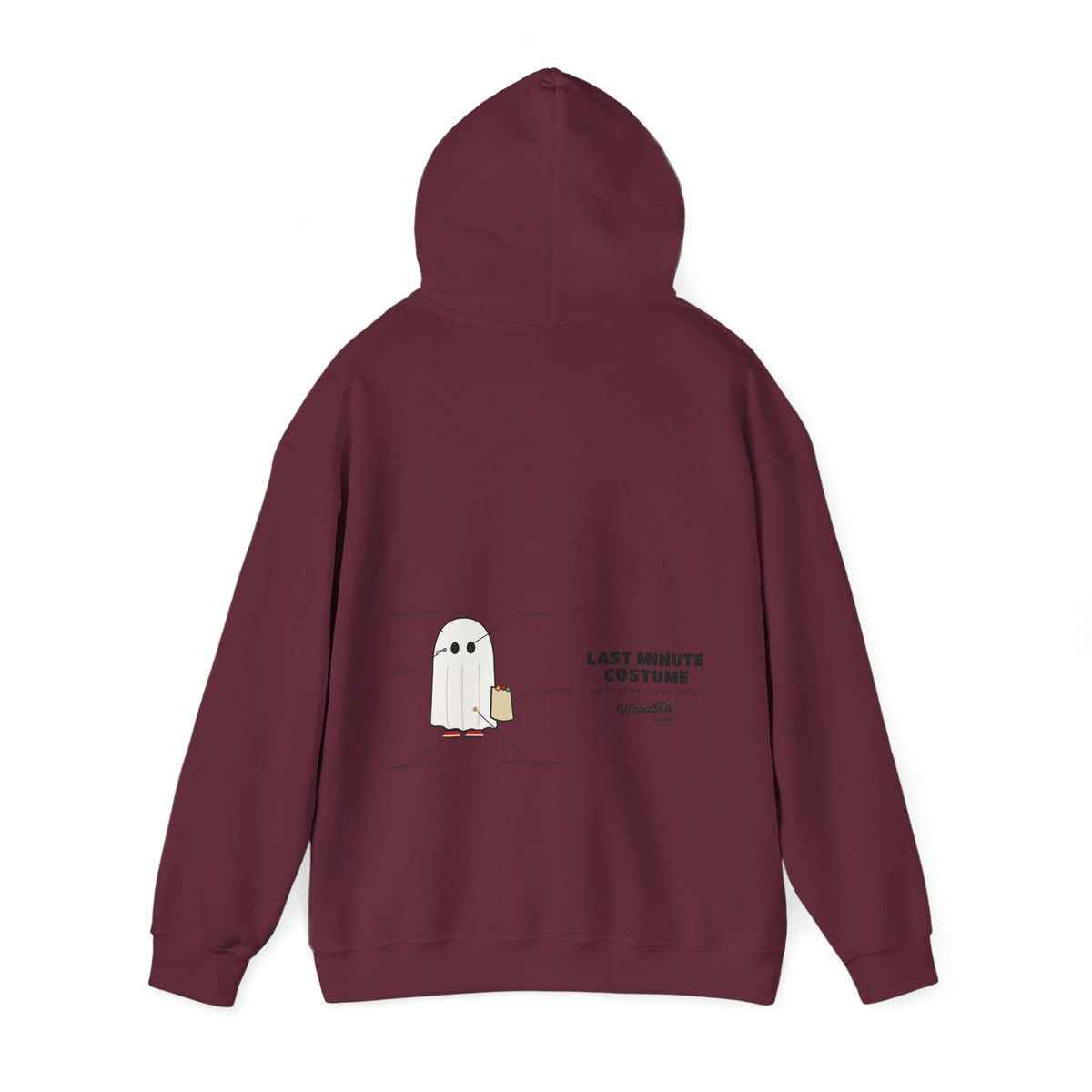 WoozKa Brands Lazy Halloween Costume Hoodie, Funny Ghost Wide Back Print