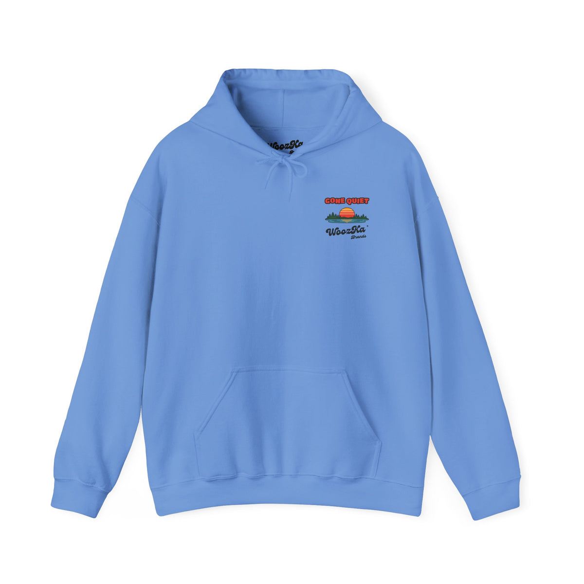 WoozKa Brands Retro Sunset Lake Hoodie, Nature Outdoors Pine Back Print