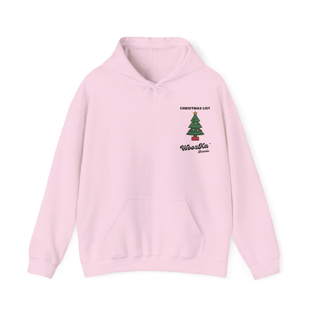 WoozKa Brands Cute Christmas Tree Hoodie, Holiday List Back Print
